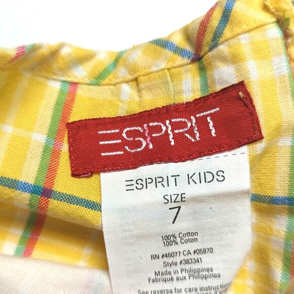 Vintage Esprit Shorts Girls Size 7 Yellow Rainbow Plaid - Picture 4 of 4